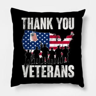 Thank You Veterans USA Flag - Gift for Veterans Day, 4th of July or Memorial Day Patriotic Pillow