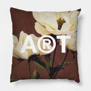 White Peony still life vintage flowers Pillow