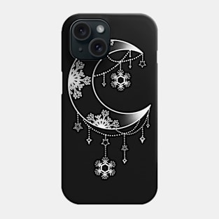 Crescent Moon Winter Christmas Snowflake Design Phone Case