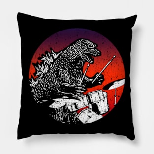 Godzilla Drummer Sunset Background Pillow