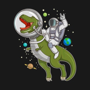 Astronaut Dinosaur Space T-Shirt