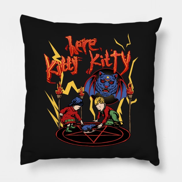 HERE KITTY KITTY Satanic Seance Parody Pillow by NaughtyBoyz