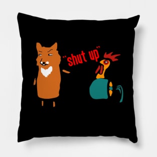 " Shut Up " Funny Fox Shuting Up His Friend The Bird Pillow