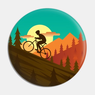 Mountain cycling illustration with bicycle rider Pin