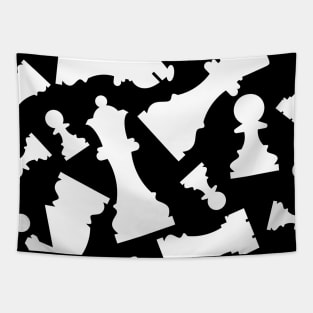 Chess Pieces Pattern (White) Tapestry