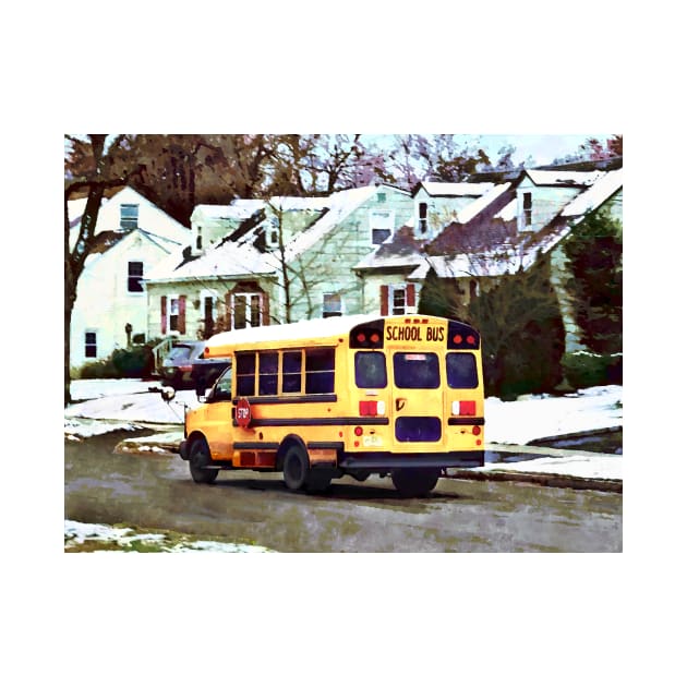 School Bus Driving Home in Winter by SusanSavad