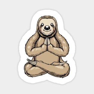 Cartoon sloth meditates with yoga Magnet