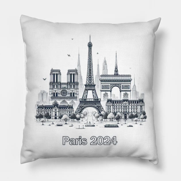 Paris 2024 Pillow by YuYu