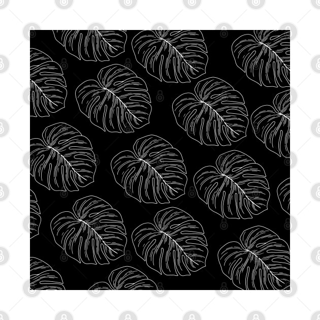 monstera tropical plant hawaii aloha print black and white by maplunk