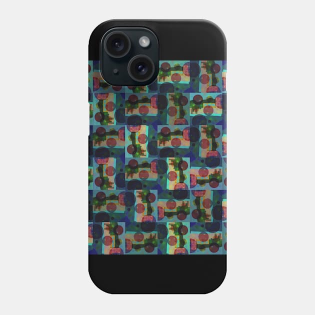 Beach House with Geometric Overlay Cross Pattern Phone Case by Kanika Behari Studio