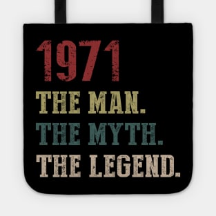 Vintage 1971 The Man The Myth The Legend Gift 49th Birthday Tote