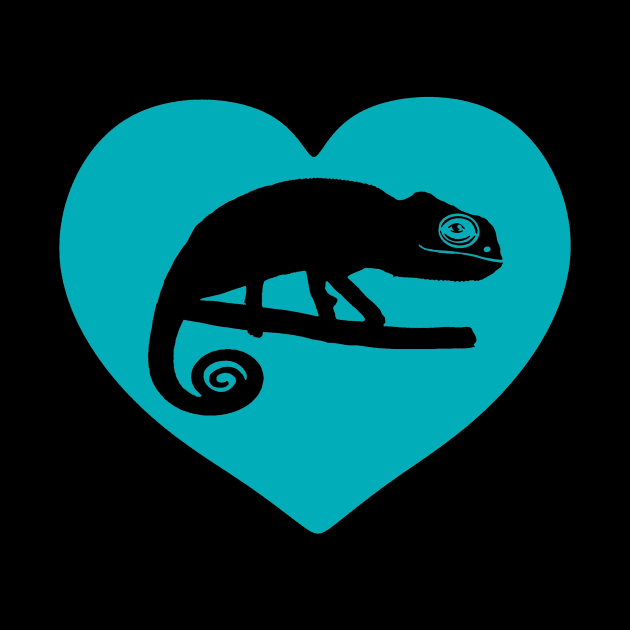 Blue Cute Chameleon Heart for Chameleon Lovers by Mochi Merch