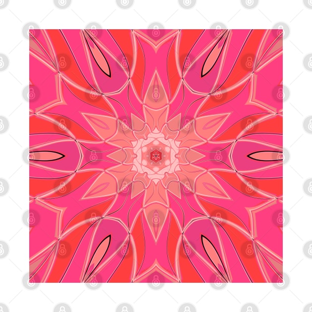 Cartoon Mandala Flower Pink by WormholeOrbital