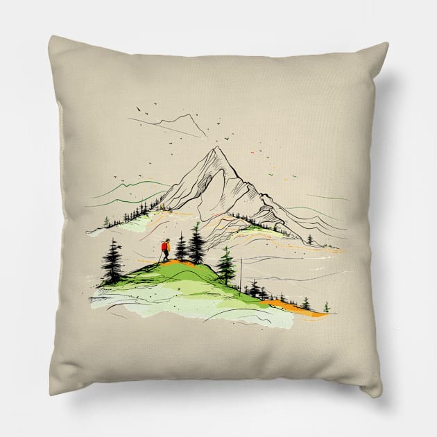 Mountain Majesty Pillow by CreationArtful