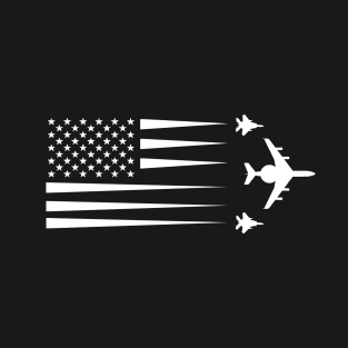 F-15 Eagle E-3 AWACS American Flag Contrail T-Shirt