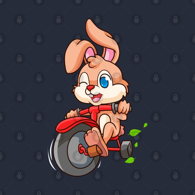 Cute Funny Biker Rabbit by E