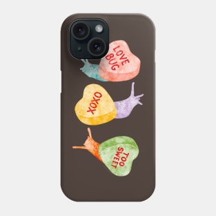 Love Slugs Valentines Candy Hearts Watercolor Phone Case