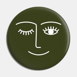 Wink (Olive Green) Pin