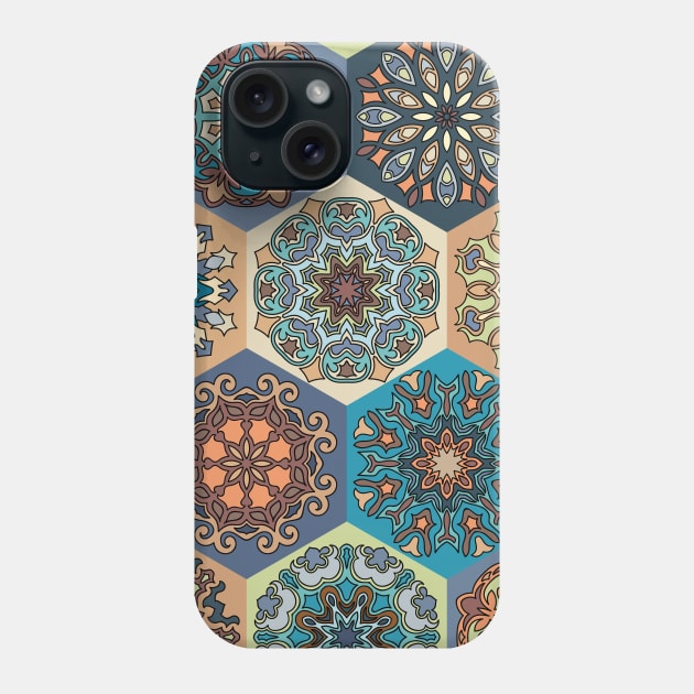 Vintage patchwork with floral mandala elements Phone Case by SomberlainCimeries