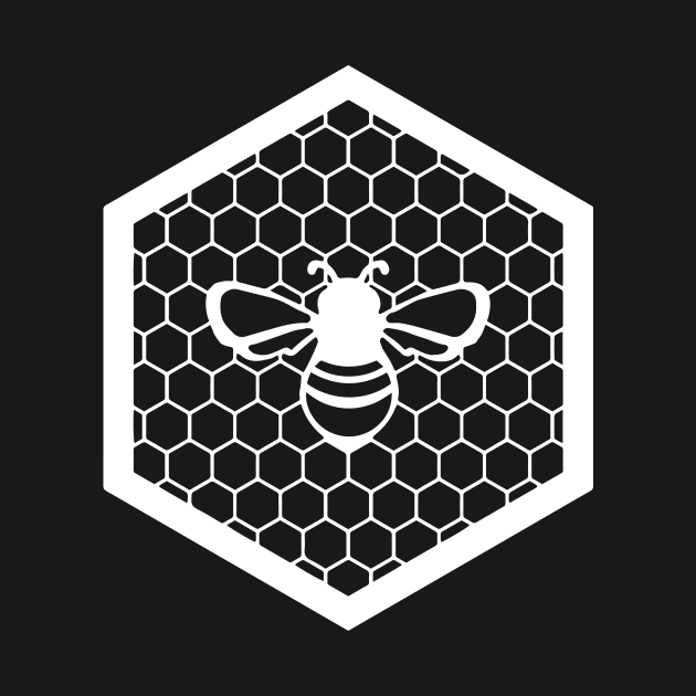 Honeybee on Honeycomb White by CourierCreative