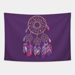 Retro Dreamcatcher Native American Feathers Tapestry