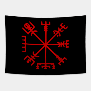 Blood Red Vegvísir [Viking Compass] Tapestry