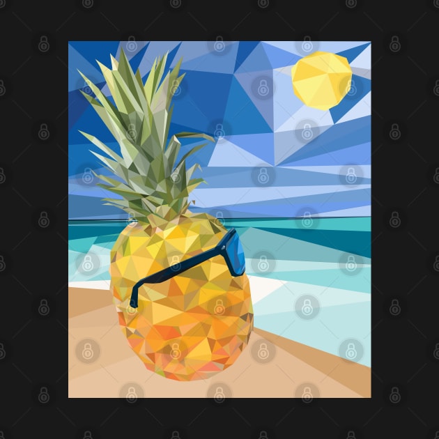 Low Poly Pineapple on the Beach by skauff