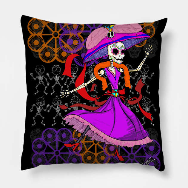 la catrina ecopop Pillow by jorge_lebeau