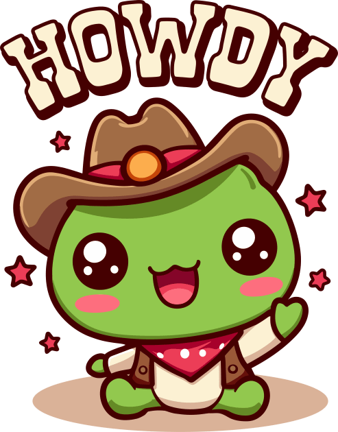 Howdy Frog Kawaii Cowboy Toad With a Hat Kids T-Shirt by Cuteness Klub