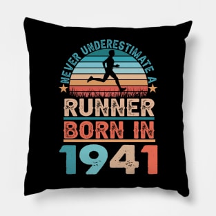 Runner born in 1944 80th Birthday Gift Running Dad Pillow