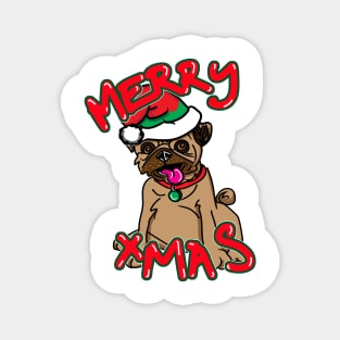 Merry Christmas Pug Dog Magnet