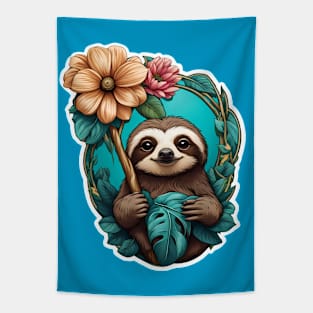Sloth and flower Tapestry