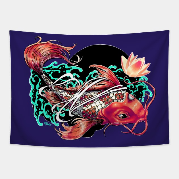 Third-Eye Koi Tapestry by Indi Martin