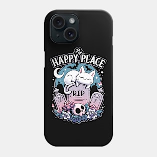 Cemetery Cat Nap - Cute Kitten Tombstone Phone Case