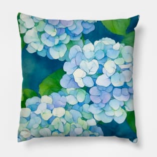 Blue Hydrangea, Hortensia flowers pattern Pillow