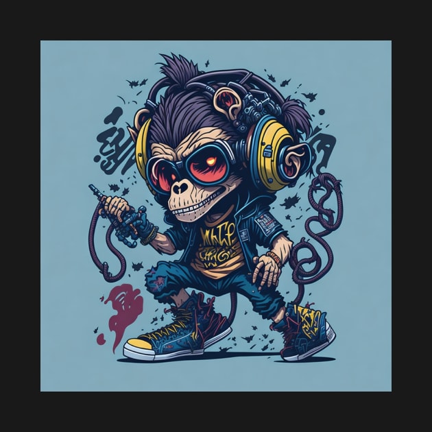 Monkey wearing hip-hop clothes by Rizstor