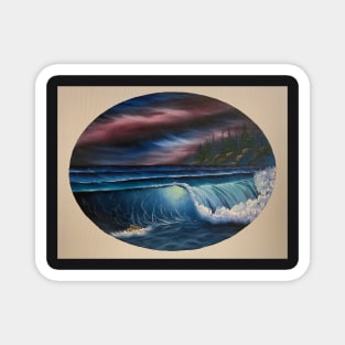 Oval Night Seascape Magnet