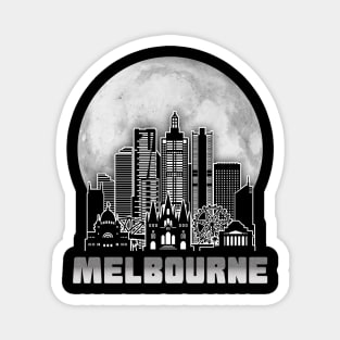 Melbourne Australia Skyline Full Moon Magnet