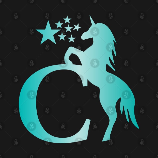 C Unicorn Star Monogram by unique_design76