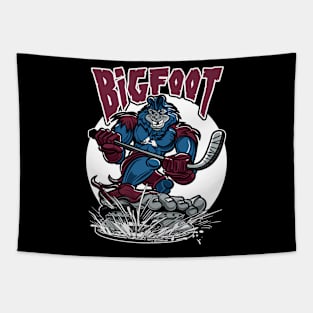 Bigfoot Hockey Player Mascot Tapestry