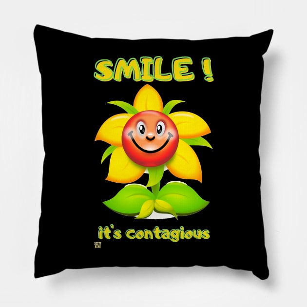 Smile, it's contagious Pillow by L69designs