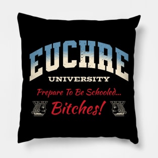 Distressed Euchre University Funny Design Pillow