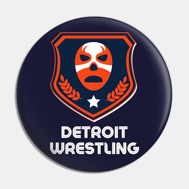 Detroit Wrestling "Baseball Cat Blue" Pin by DDT Shirts