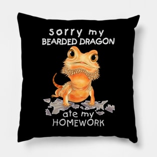 Funny Bearded Dragon Cute Lizard Beardie Ate My Homework Pillow