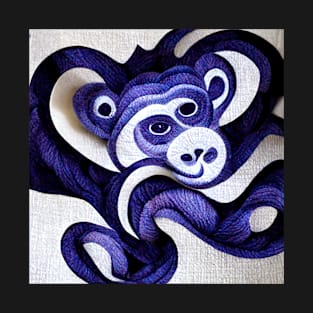 Weird little monkey twisted like a purple pretzel. T-Shirt