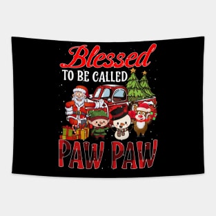 Blessed To Be Called Paw Paw Christmas Buffalo Plaid Truck Tapestry