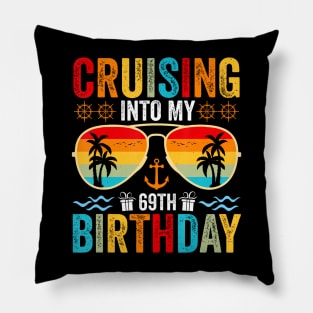 Cruising Into My 69th Birthday Family Cruise 69 Birthday Pillow