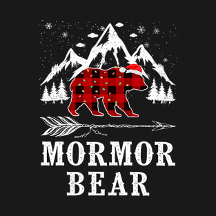 Mormor Bear Christmas Red Plaid Buffalo Family Pajama Funny T-Shirt