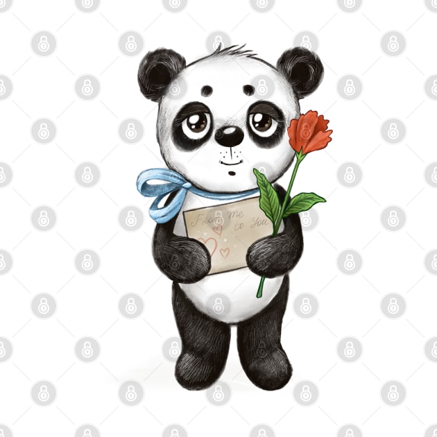 Cute panda with flower by artbyanny