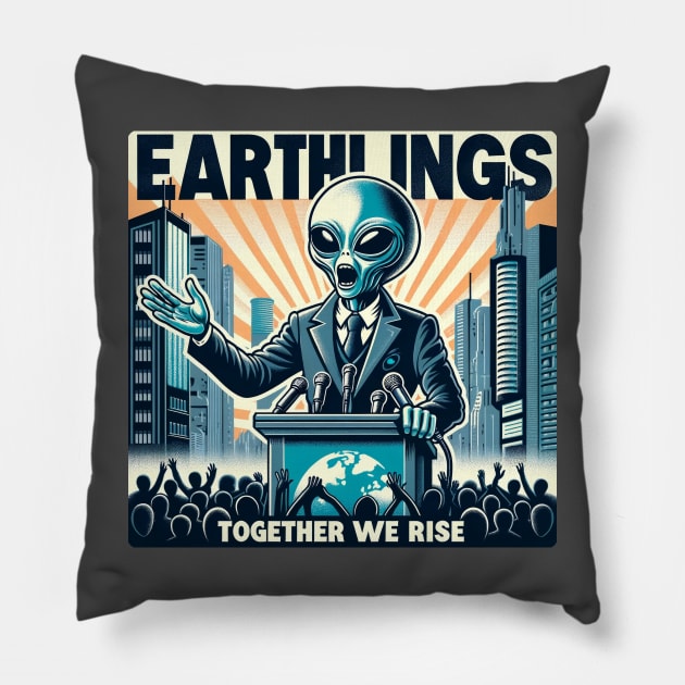 Earthlings Collection - Together We Rise Pillow by Doming_Designs